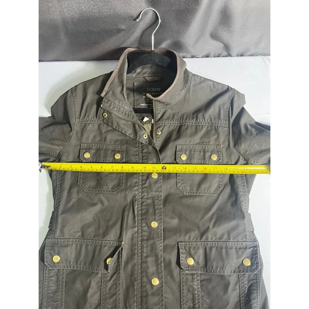 J.Crew Downtown Field Jacket XS Gray Utility Military Waxed Cotton Snap‎ Zip
